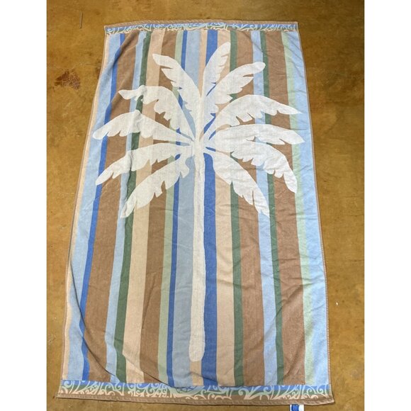 Vintage Jay Franco Beach Towel Reversible Island Palm Tree 69” Egyptian Cotton - Picture 1 of 6